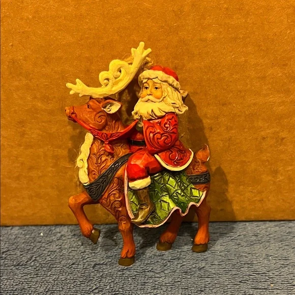 Jim Shore Santa Claus Riding Reindeer Holiday Figurine - Picture 1 of 7